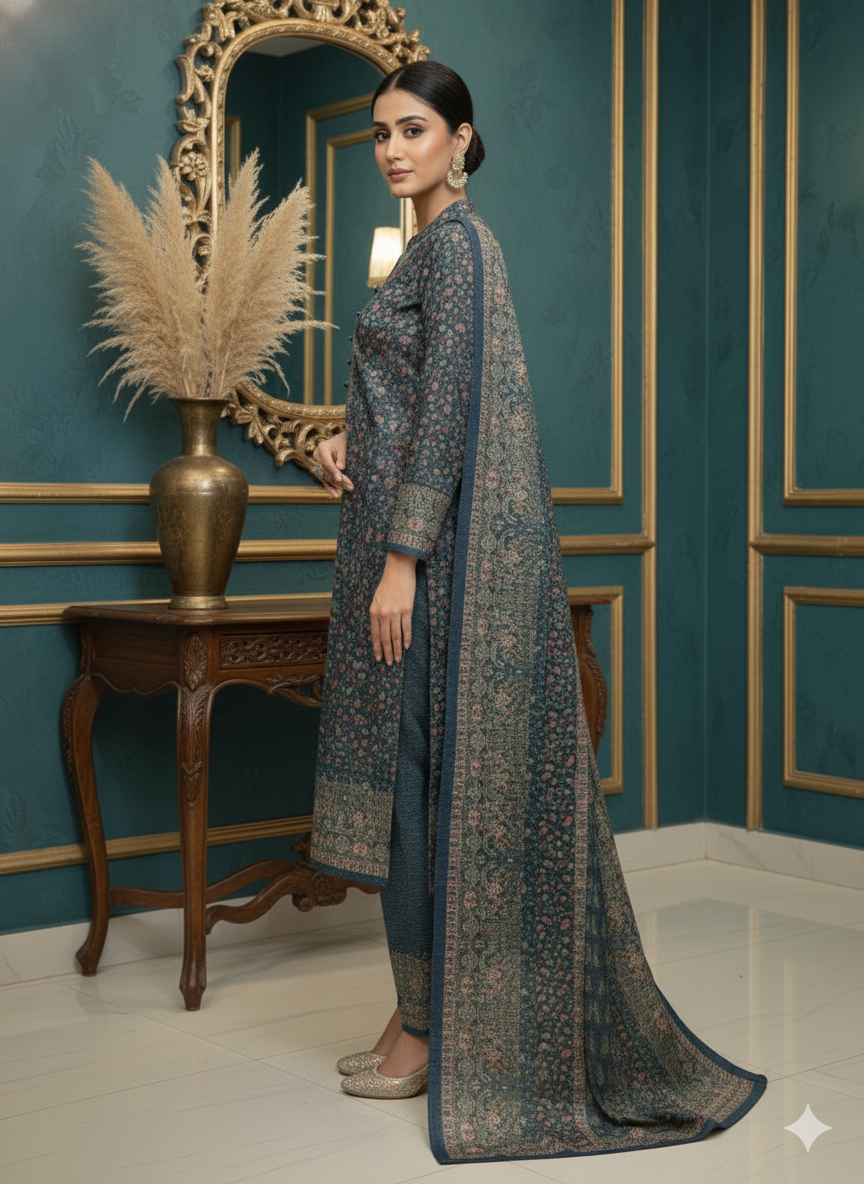 Teal Heritage Woolen Daffodil Suit