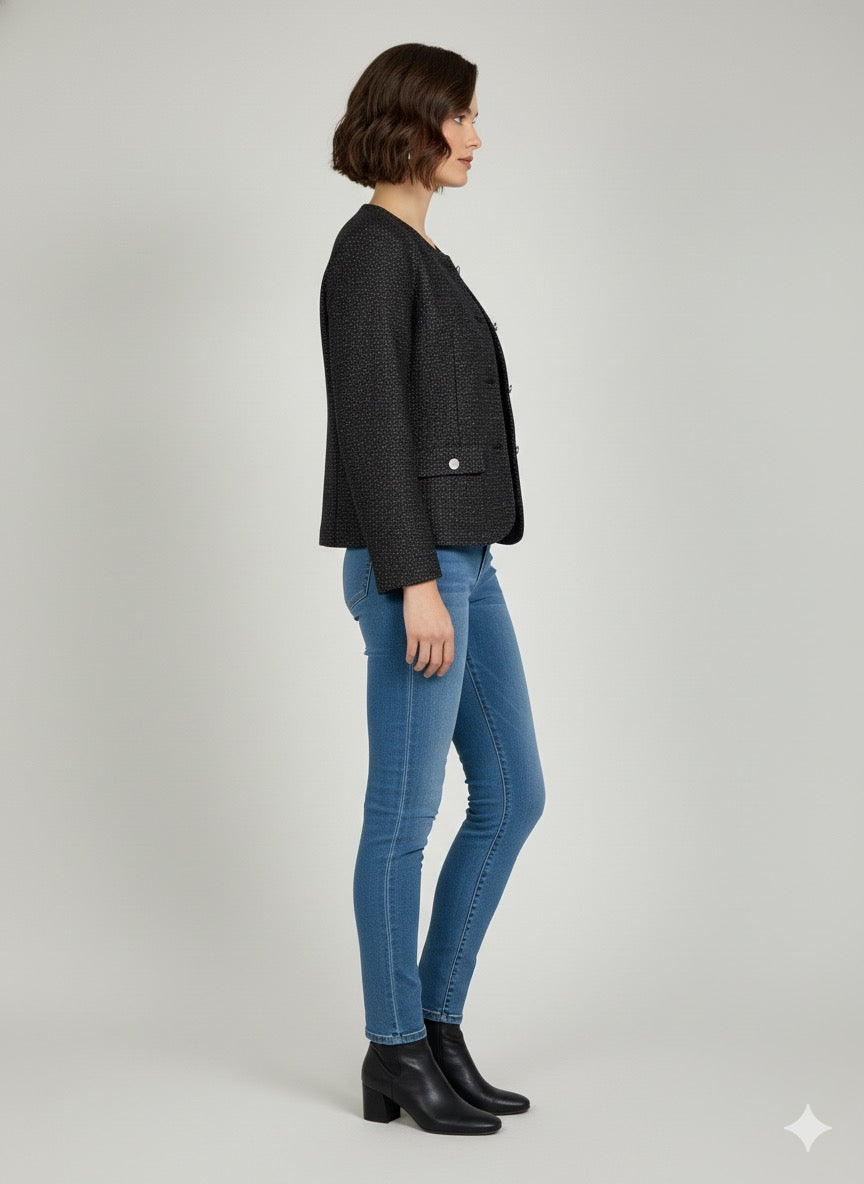 Black Tweed Glitter Short Coat