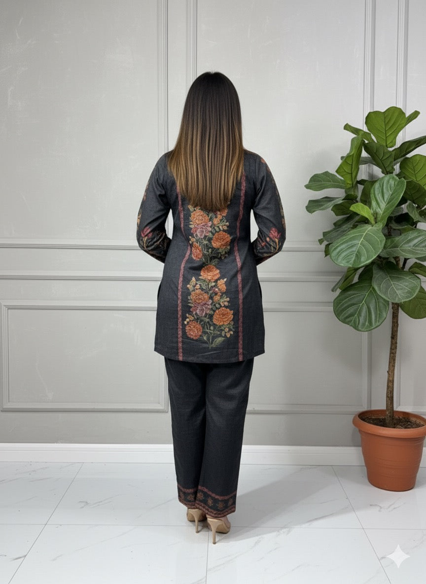 Midnight Bloom Velvet Co-ord Set