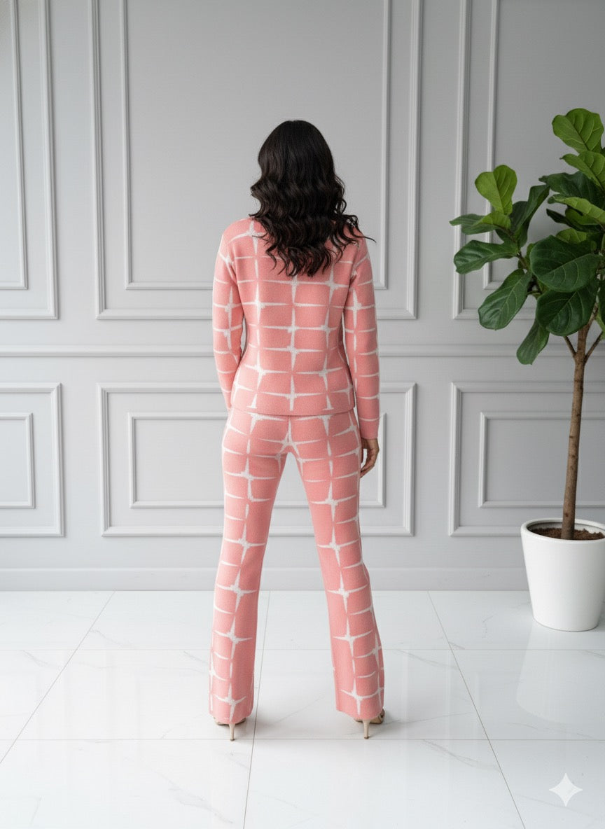 The Coral Knit Geometric Lounge Set