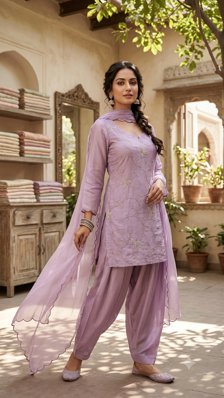 Pearl-Work Farsi Crape Set