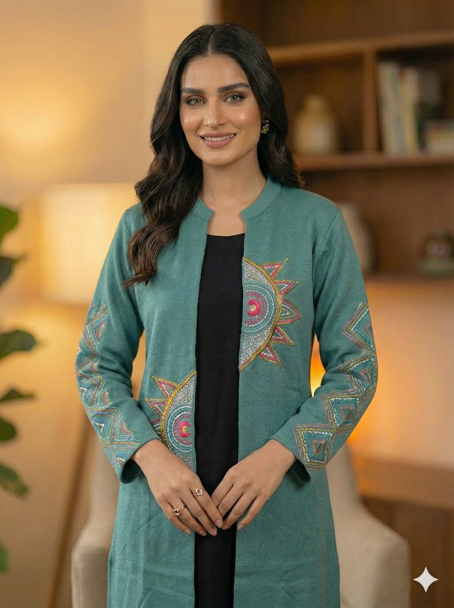 Aurora Embroidered Woolen Shrug Set