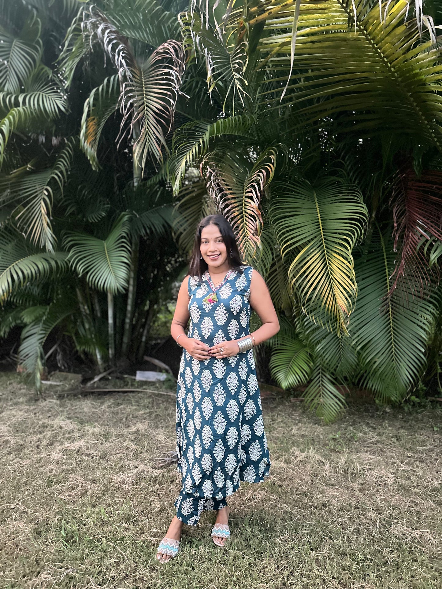 Blue Elegant Ikat Print Co-ord Set