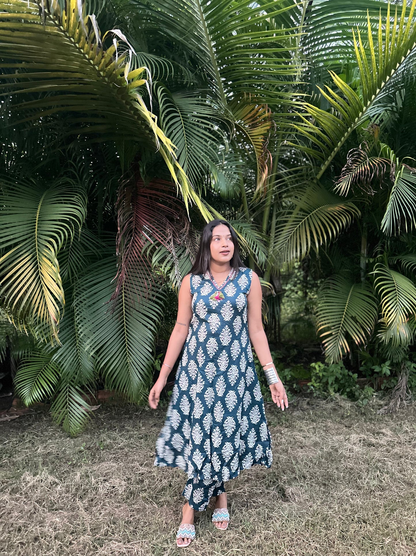 Blue Elegant Ikat Print Co-ord Set