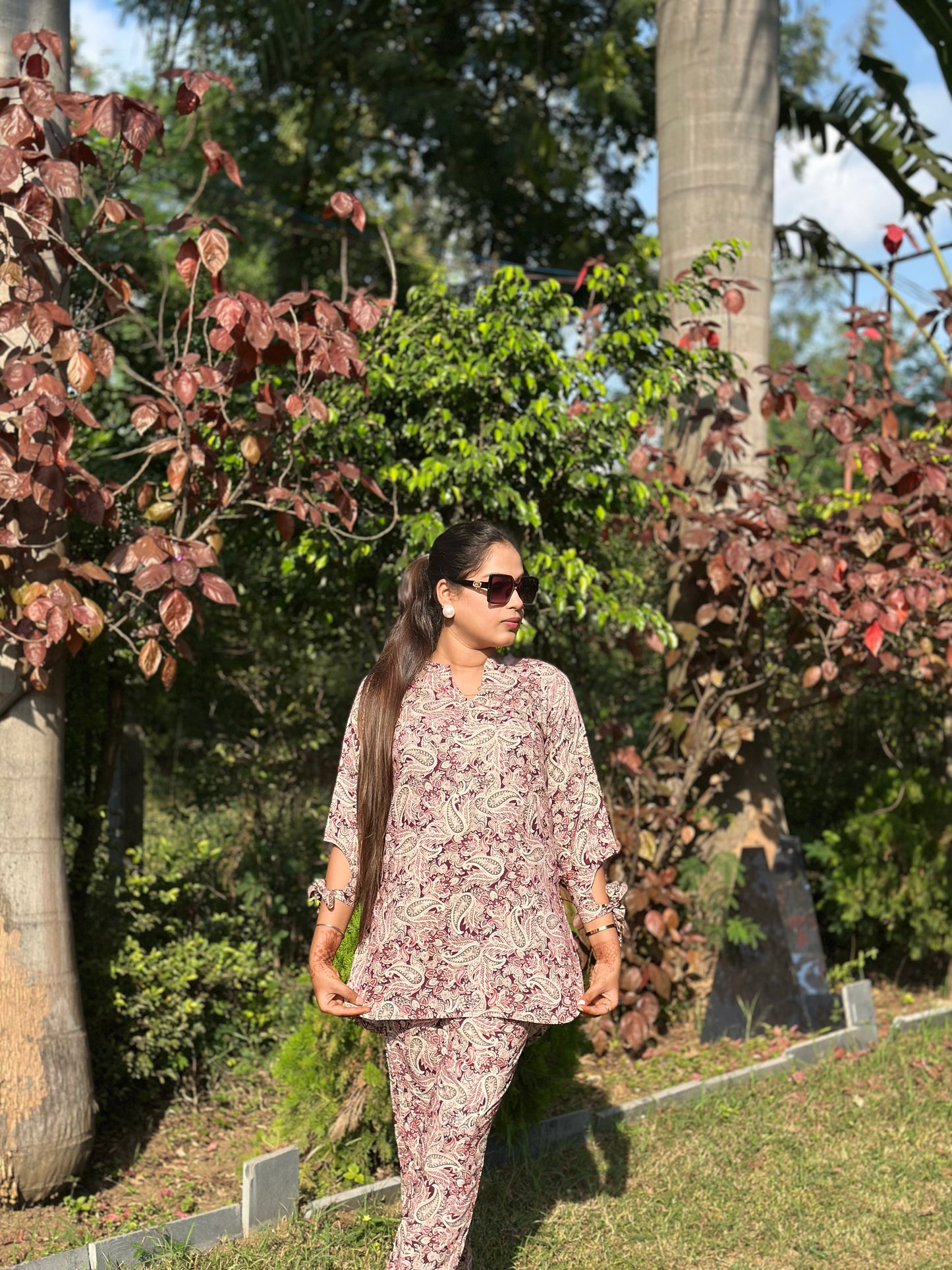 Maroon Vintage Vibes Co-Ord