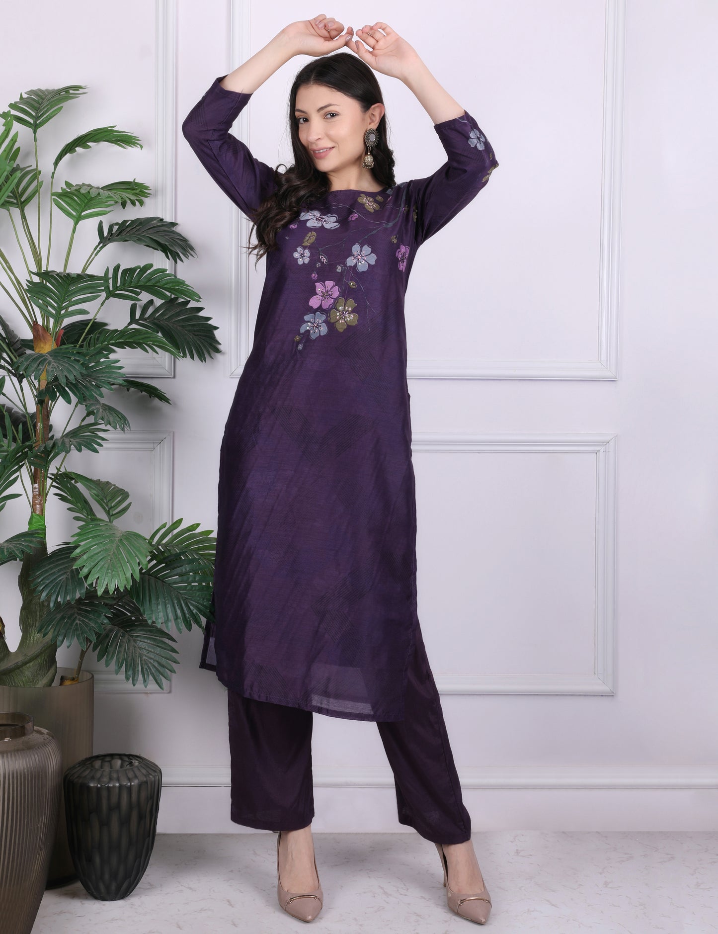 Imperial Violet Kantha Suit Set