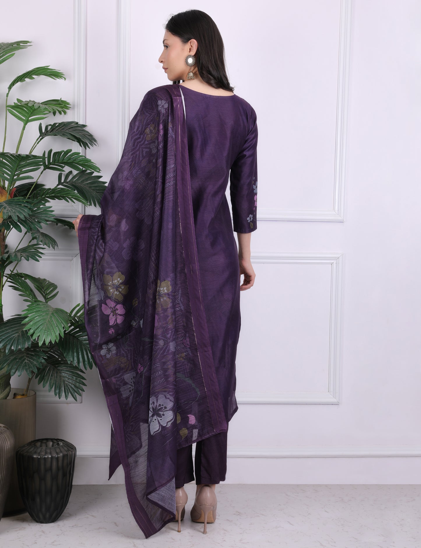 Imperial Violet Kantha Suit Set