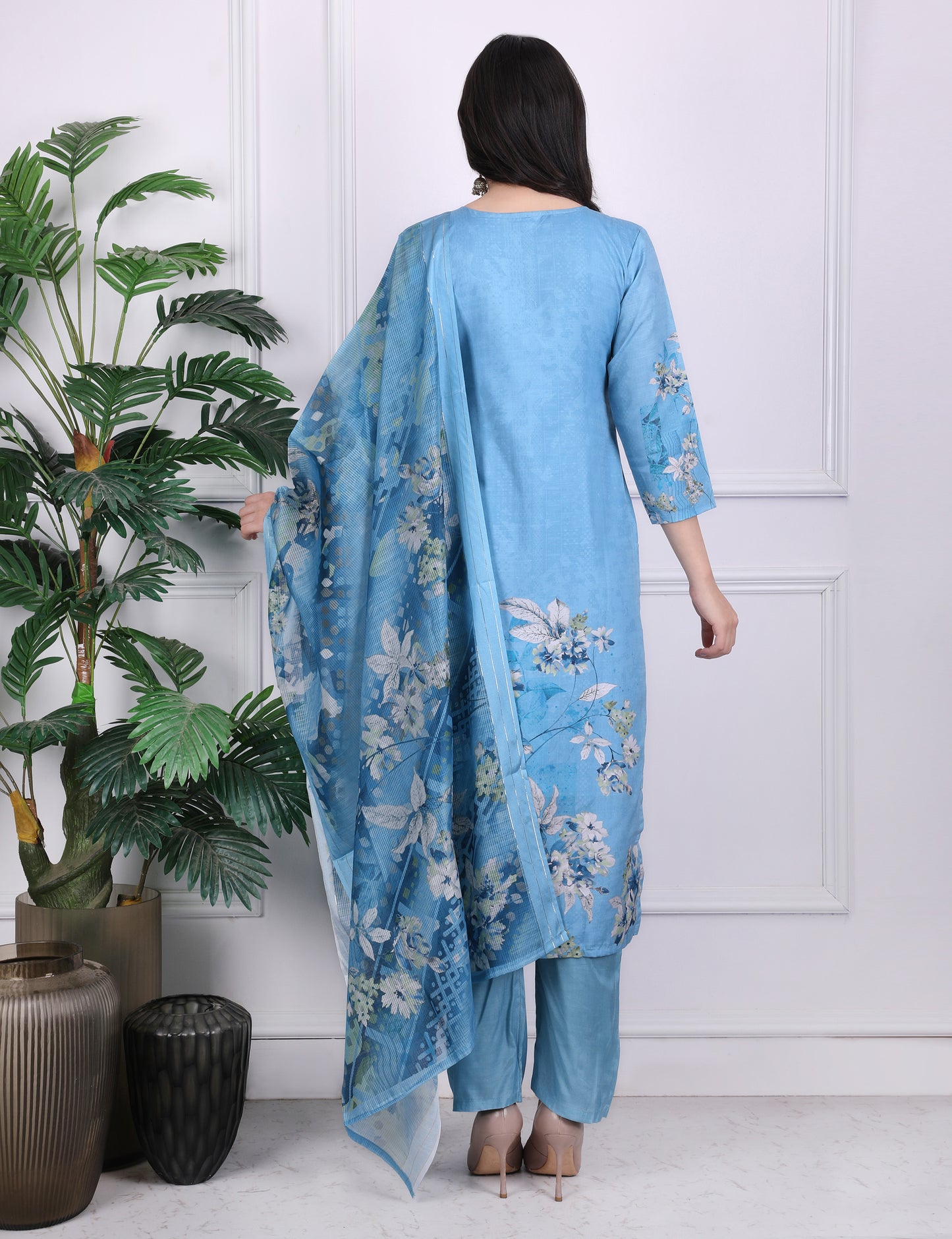 Azure Blossom Kantha Suit Set