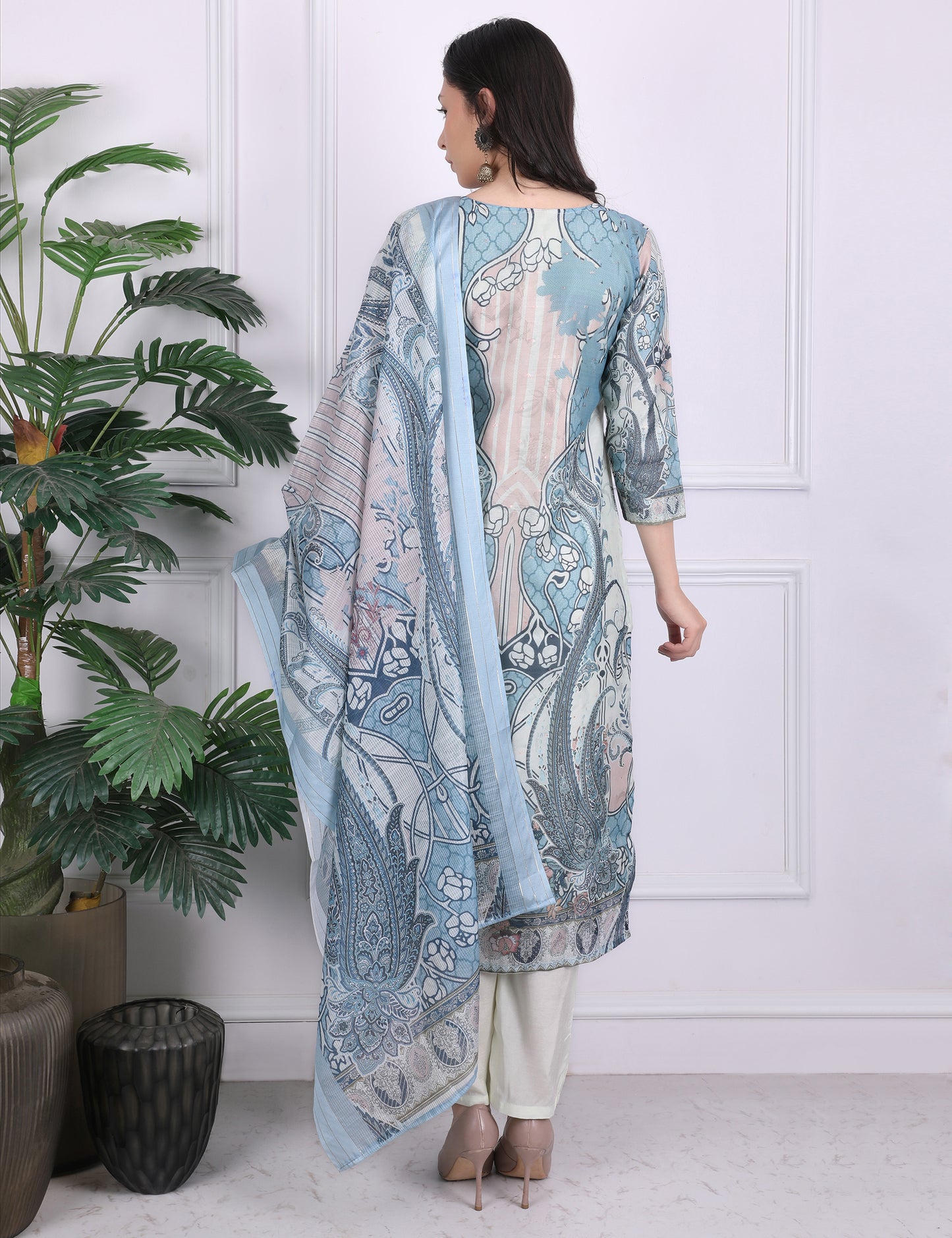 Ethereal Elegance Digital Print Suit Set