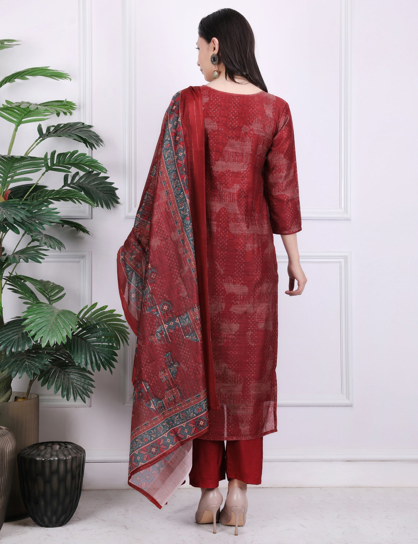 Mehroon Heritage Kantha Suit Set