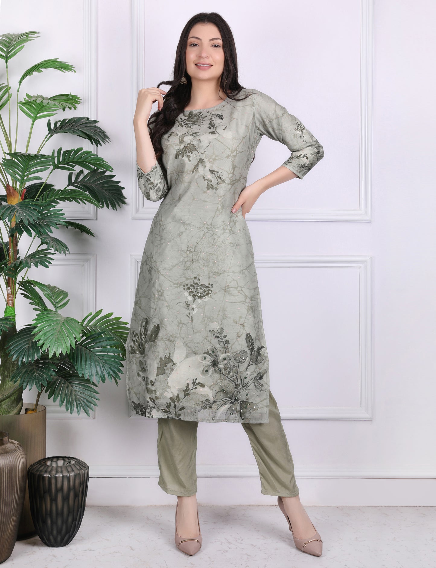 Emerald Foliage Kantha Suit Set