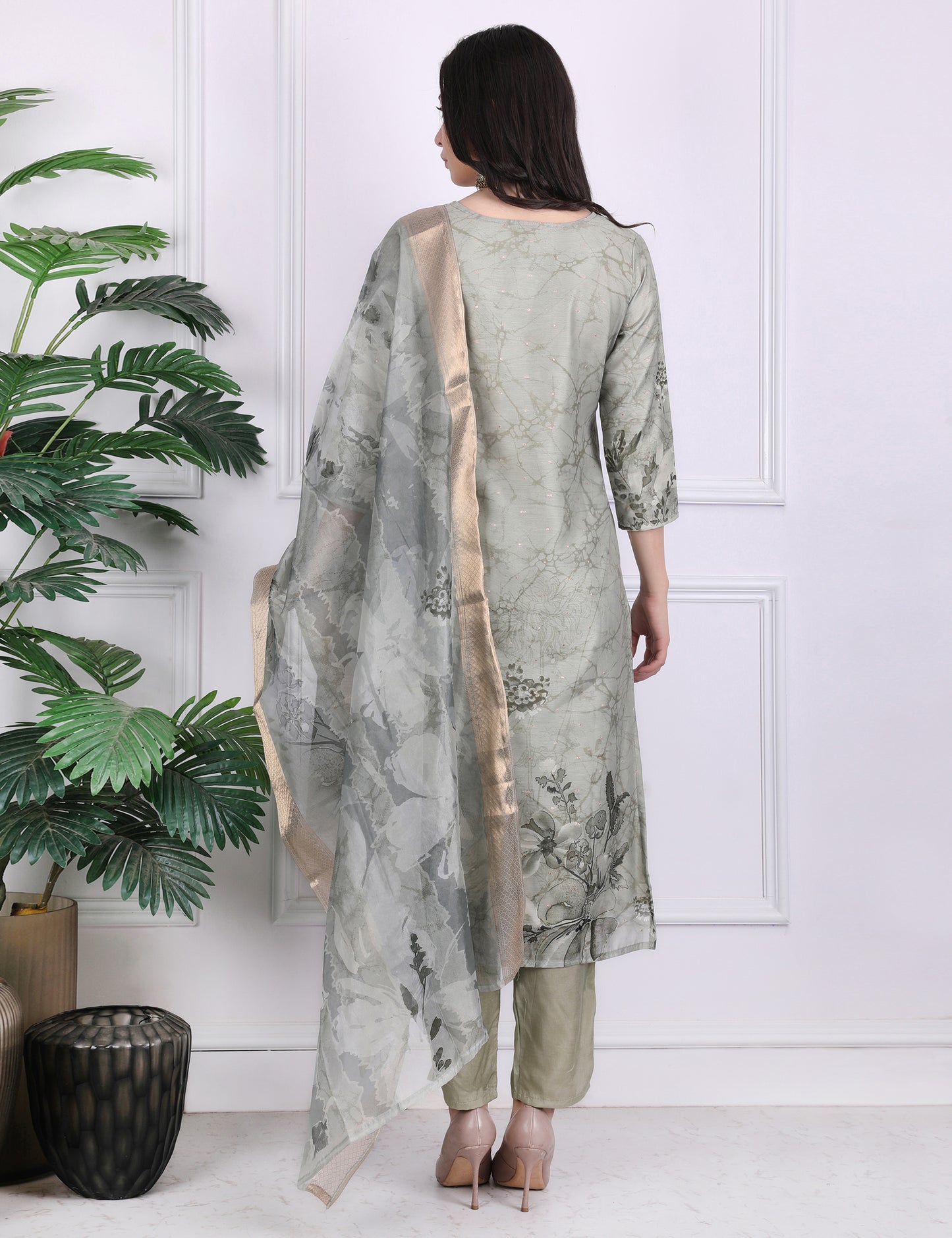Emerald Foliage Kantha Suit Set