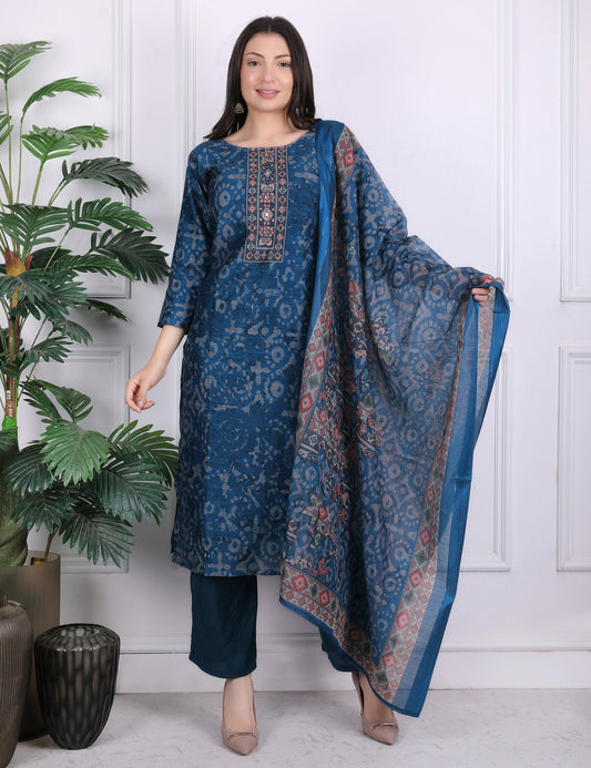 Blue Heritage Kantha Suit Set