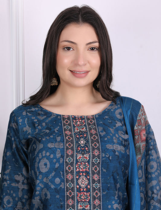 Blue Heritage Kantha Suit Set