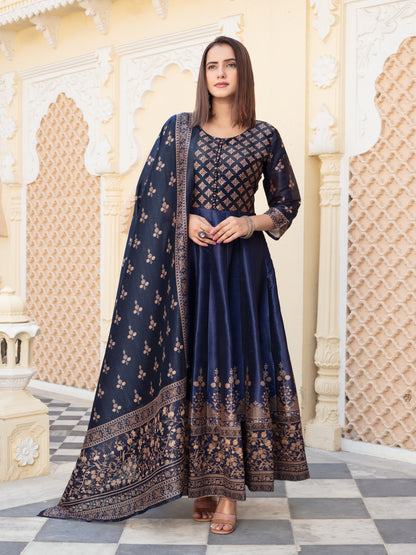 Royal Bloom Silk Anarkali Set