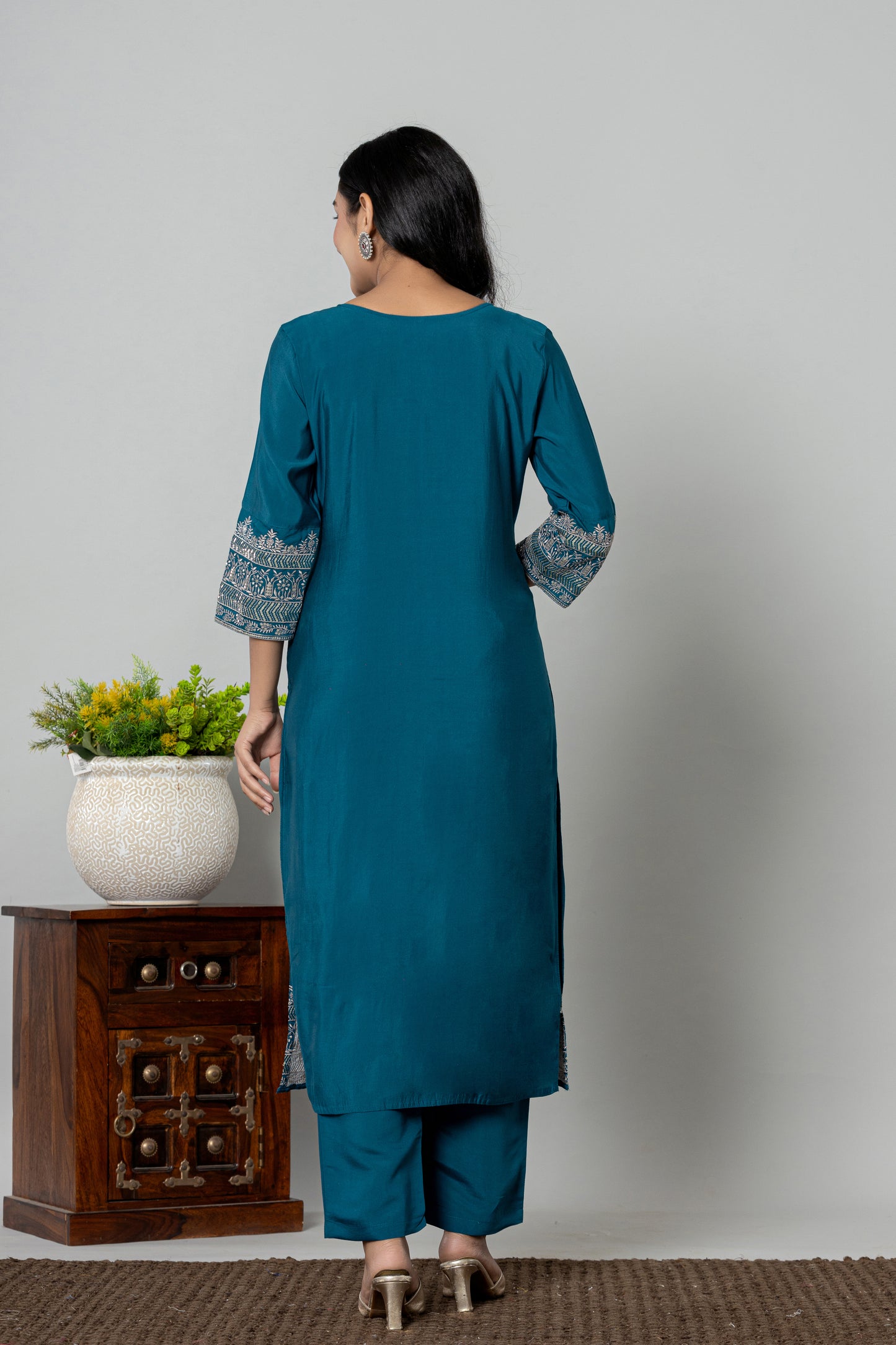 Regal Teal Silk Suit