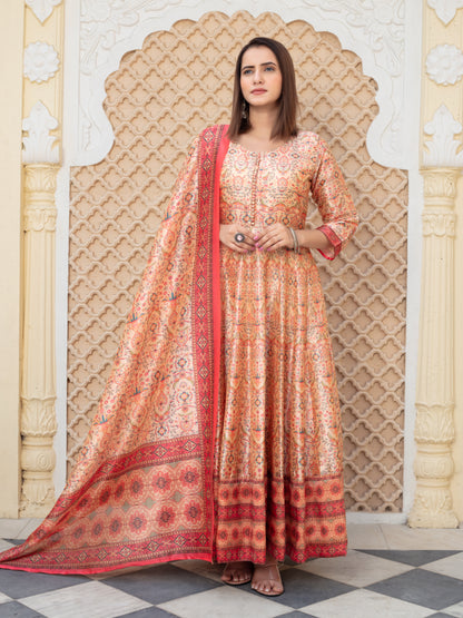 Autumn Elegance Silk Anarkali