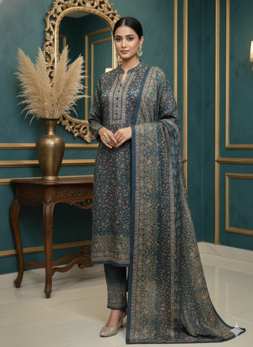 Teal Heritage Woolen Daffodil Suit