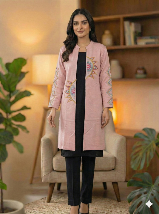 Aurora Embroidered Woolen Shrug Set