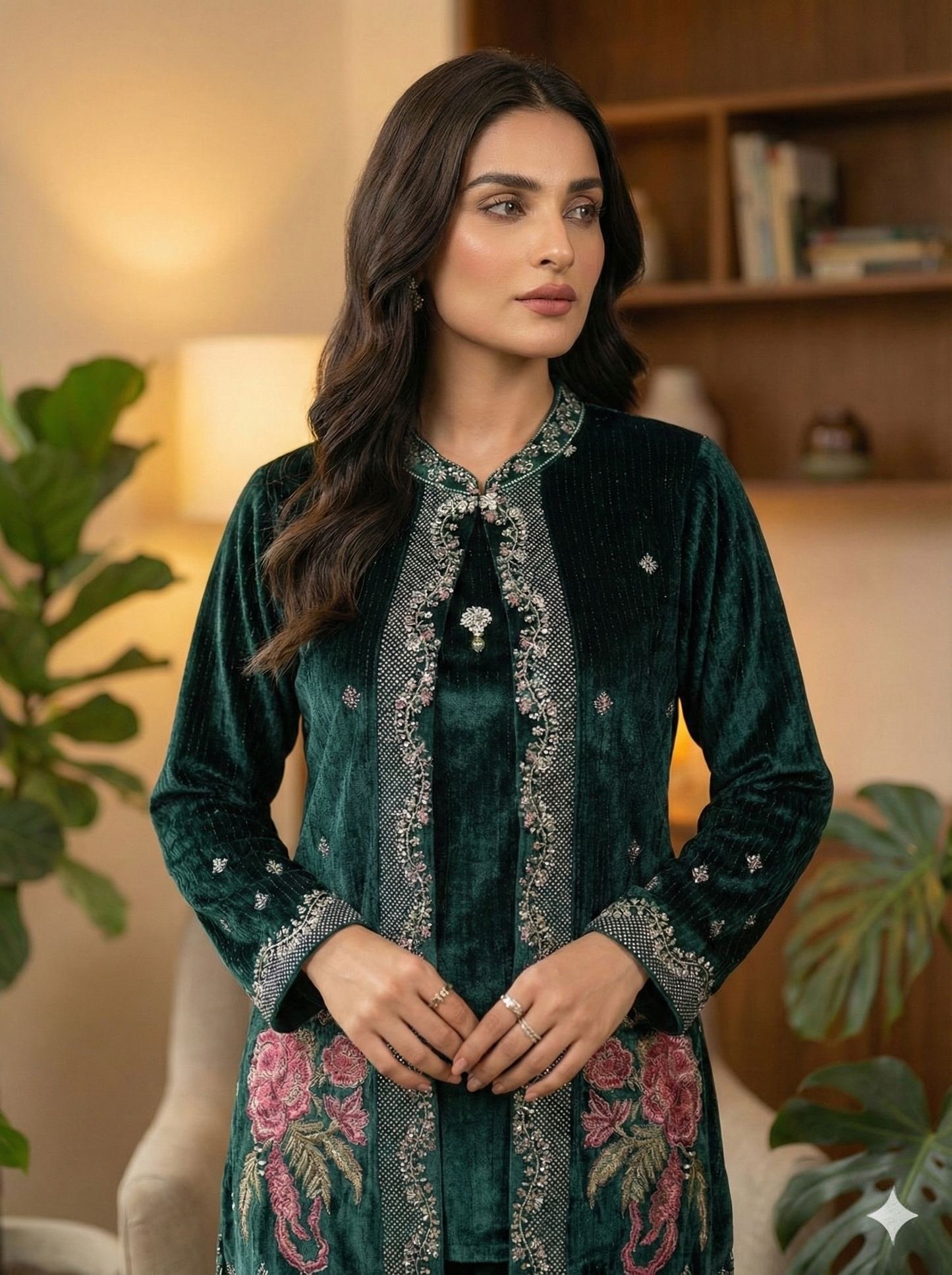 Emerald Floral Velvet Co-ord Set