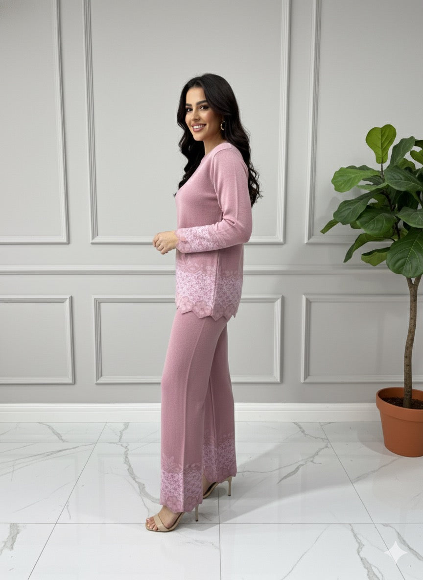 The Dusty Rose Scallop Knit Coord