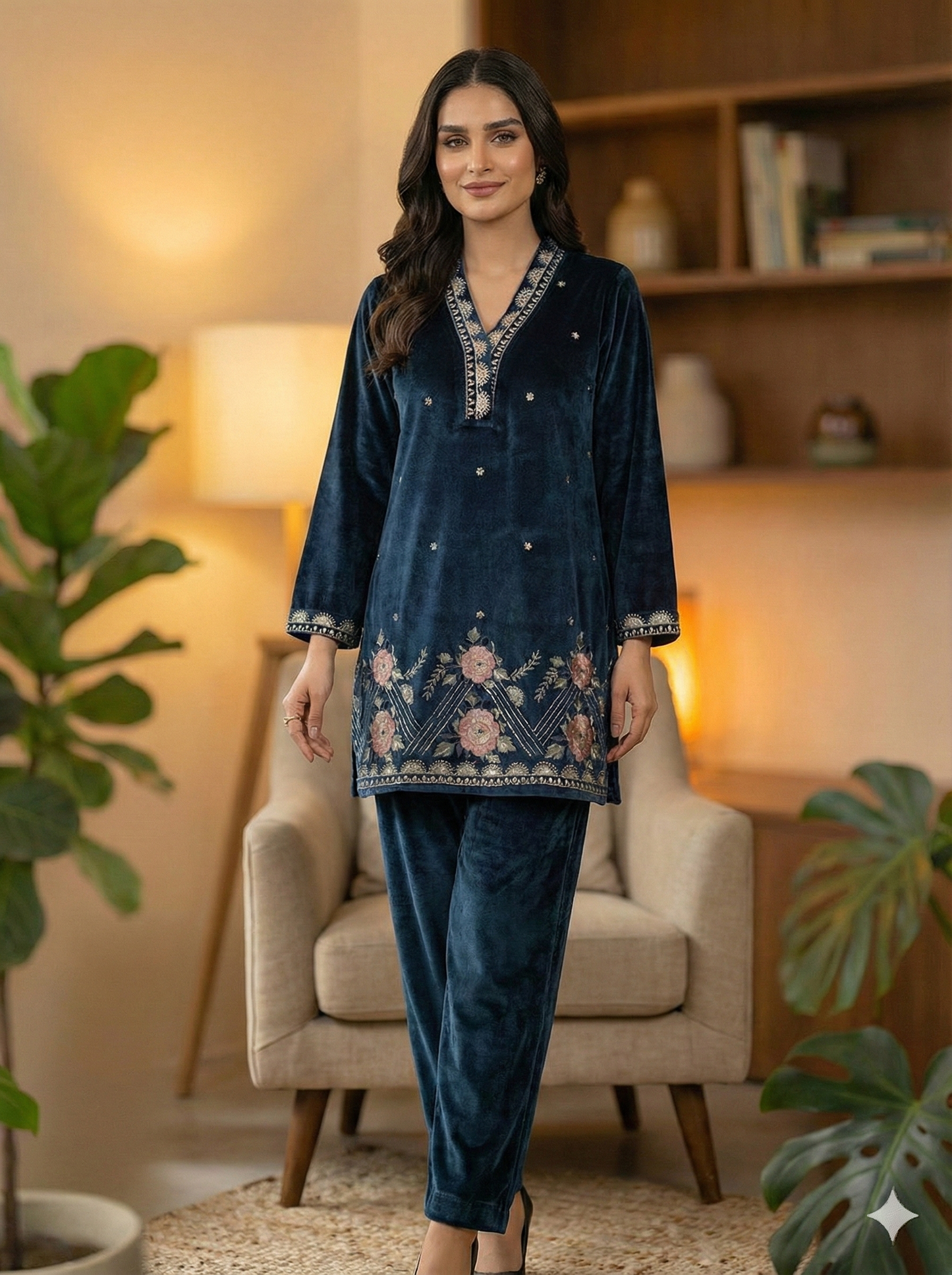 Royal Velvet Embroidered Co-ord Set