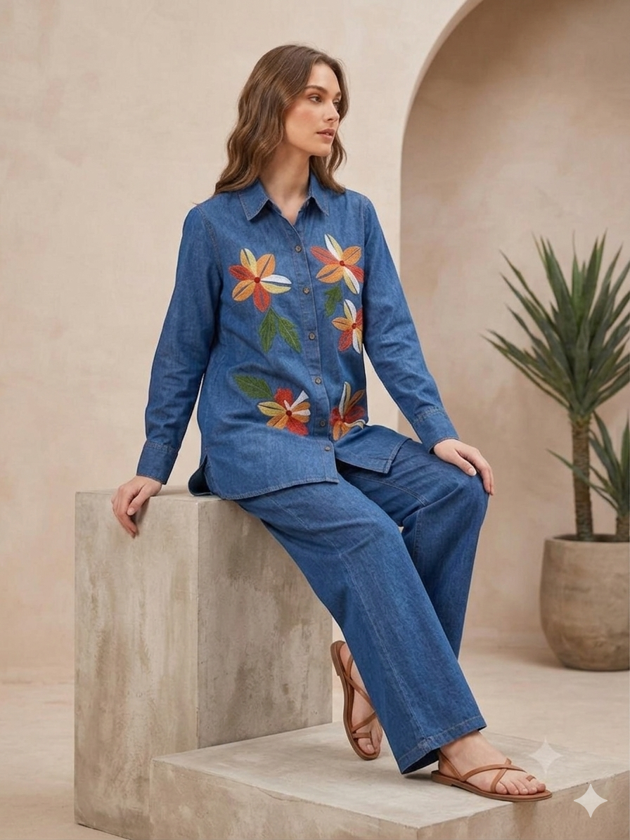 Flora Indigo Denim Co-ord Set