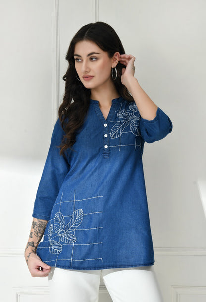 Urban Blossom Denim Tunic