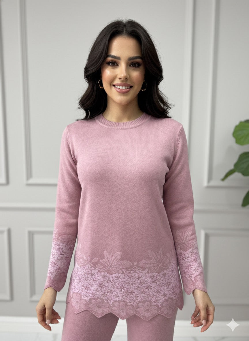 The Dusty Rose Scallop Knit Coord