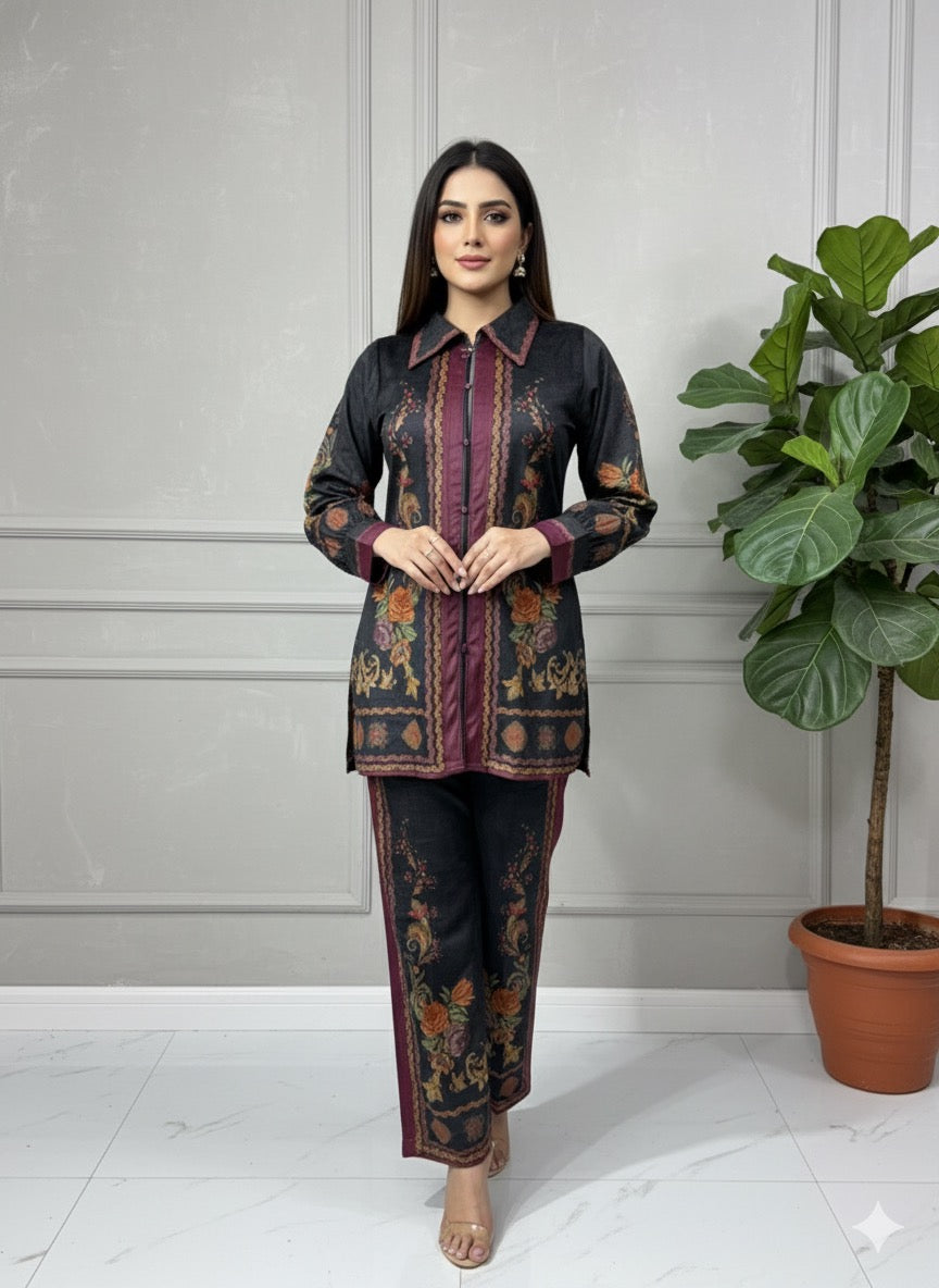 Midnight Bloom Velvet Co-ord Set