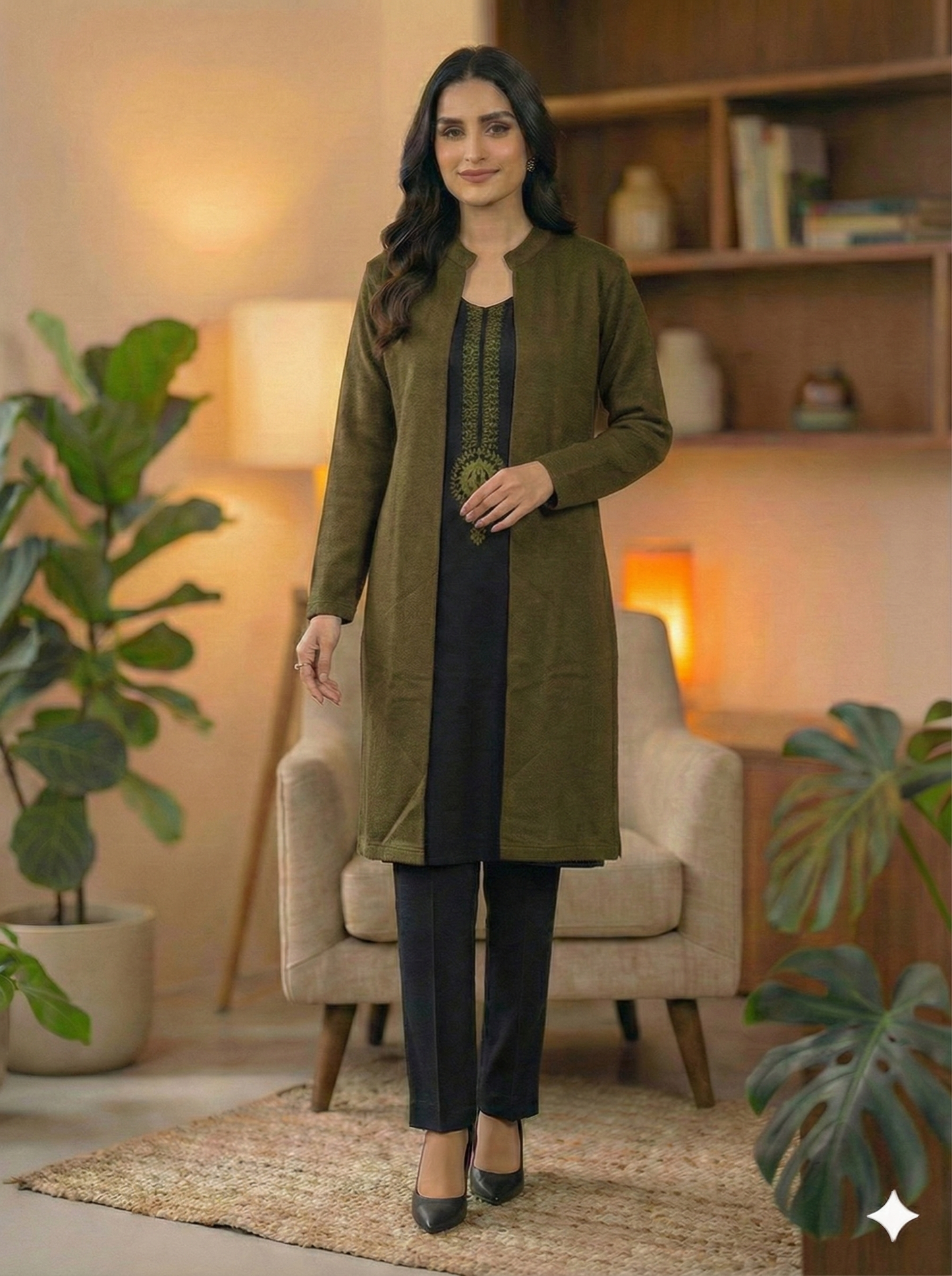 Crimson Bloom Woolen Layered Co-ord Set