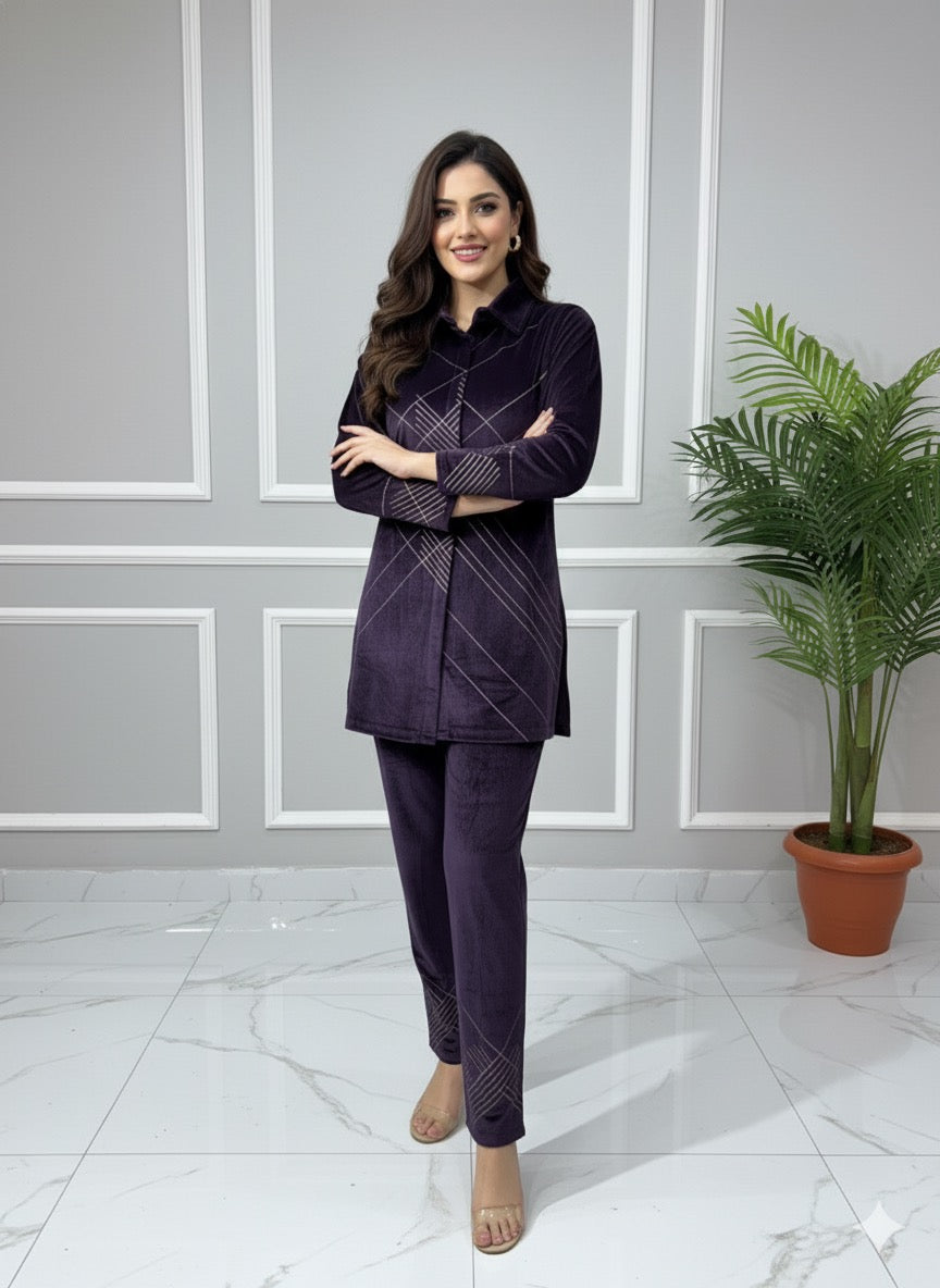 Amethyst Geometric Velvet Coord