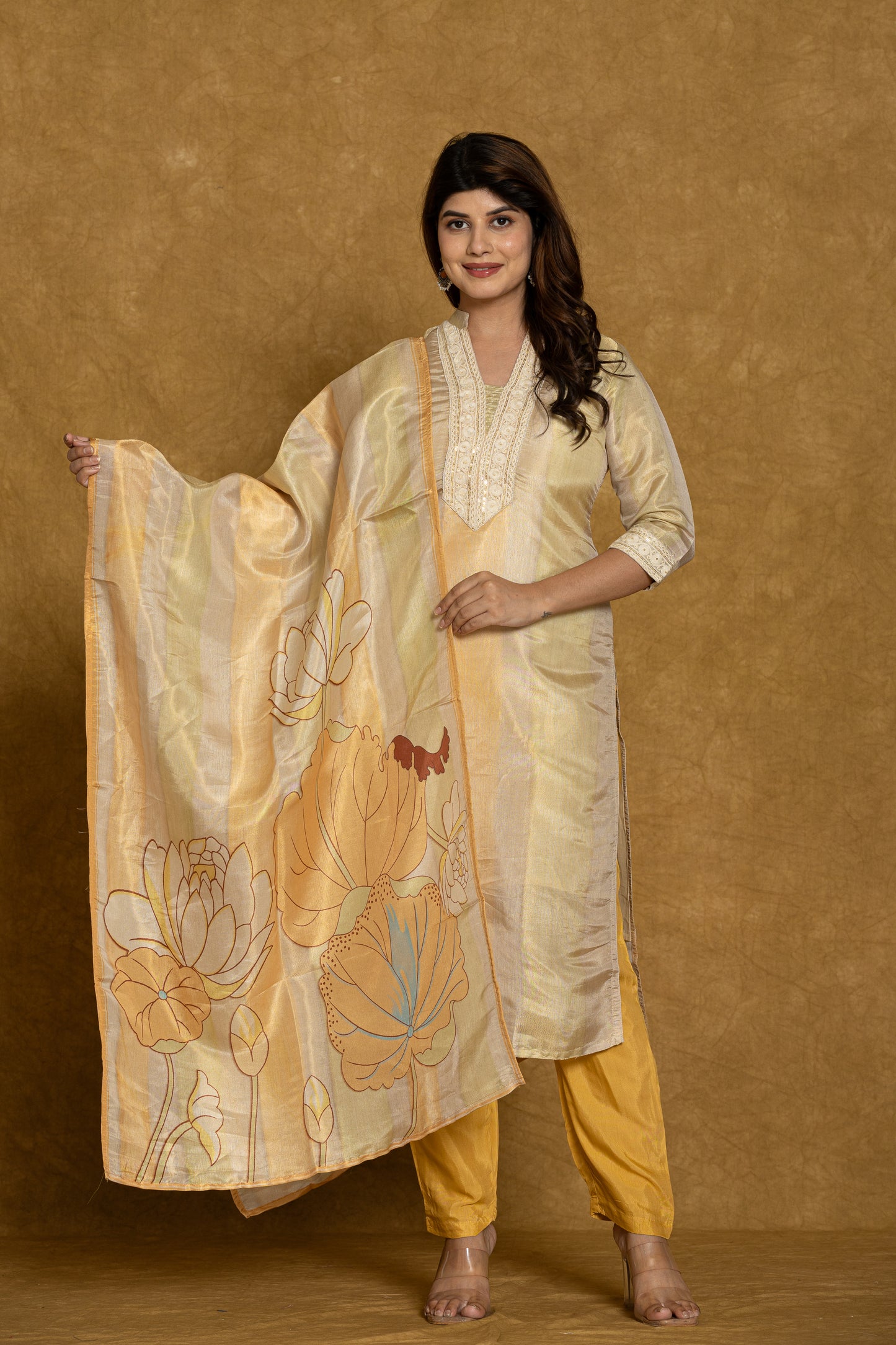 Radiant Petal Silk Suit