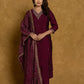 Wine Silken Sapphire Silk Suit