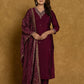 Wine Silken Sapphire Silk Suit