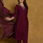 Wine Silken Sapphire Silk Suit