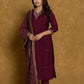 Wine Silken Sapphire Silk Suit