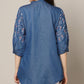 Floral Stitch Denim Tunic