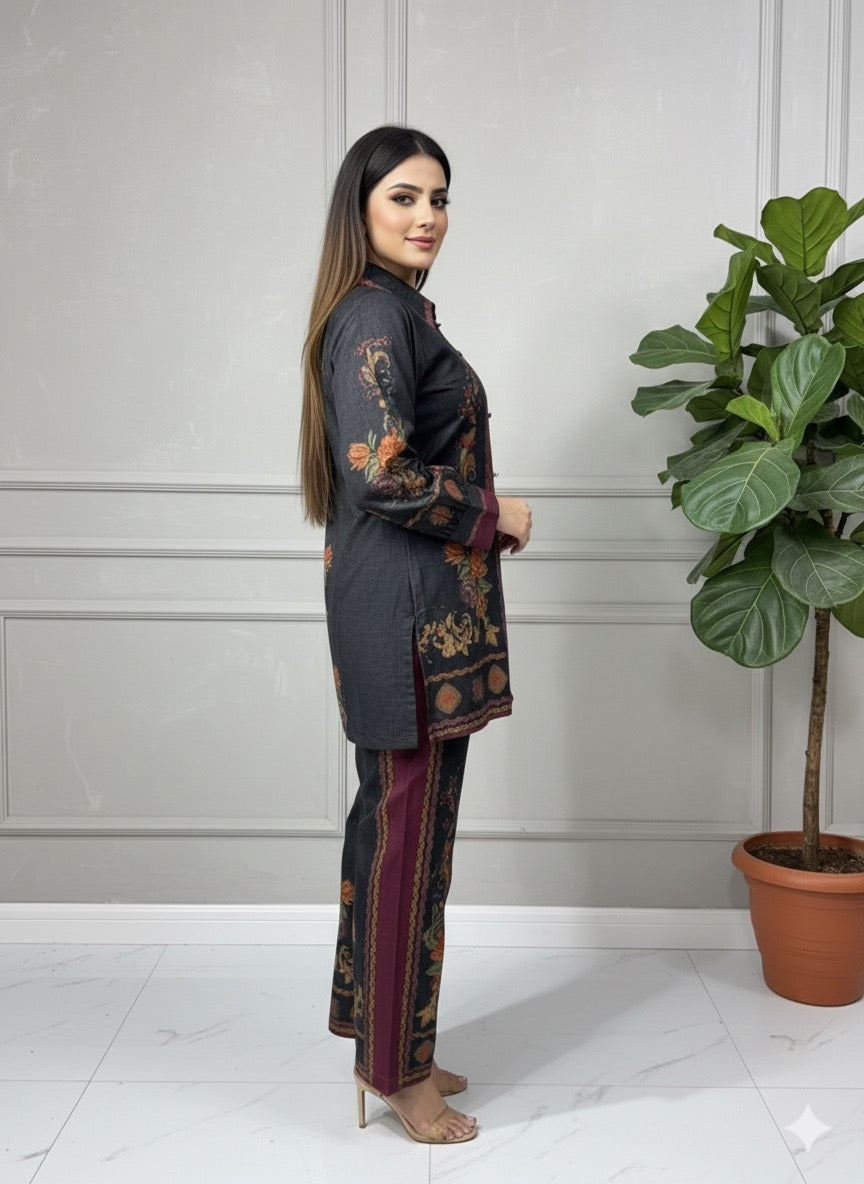 Midnight Bloom Velvet Co-ord Set