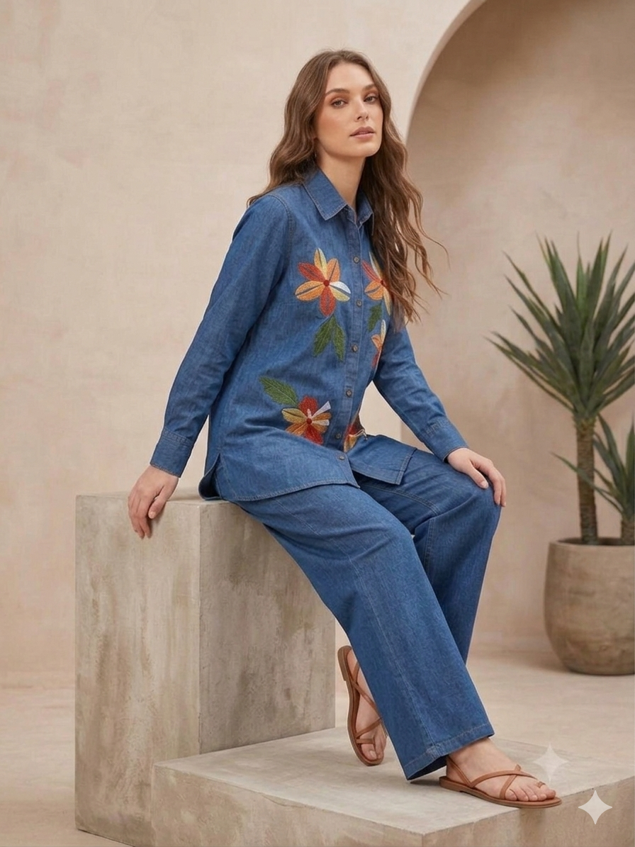 Flora Indigo Denim Co-ord Set