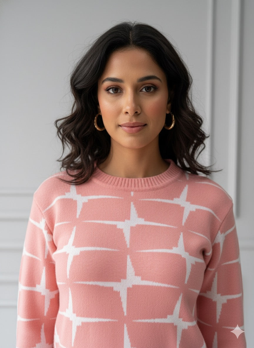 The Coral Knit Geometric Lounge Set