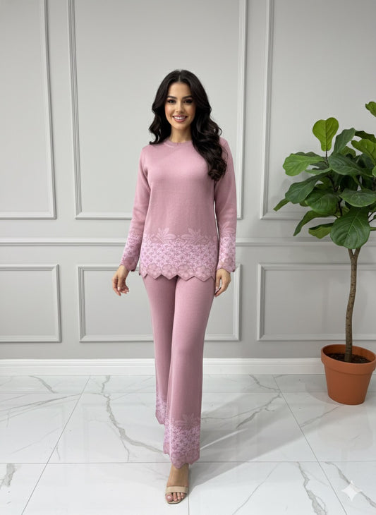 The Dusty Rose Scallop Knit Coord