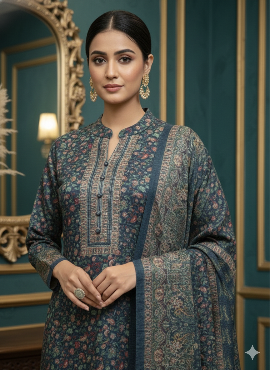 Teal Heritage Woolen Daffodil Suit