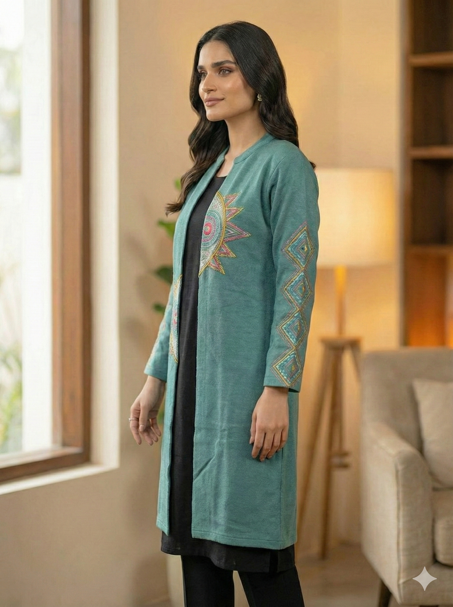 Aurora Embroidered Woolen Shrug Set