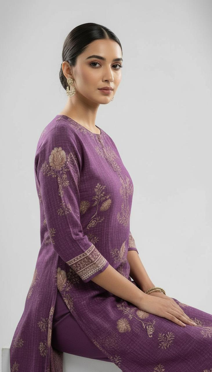 Amethyst Floral Viscose Crape Suit