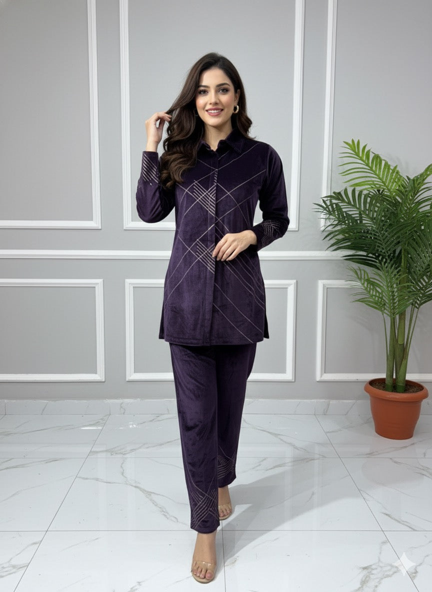Amethyst Geometric Velvet Coord
