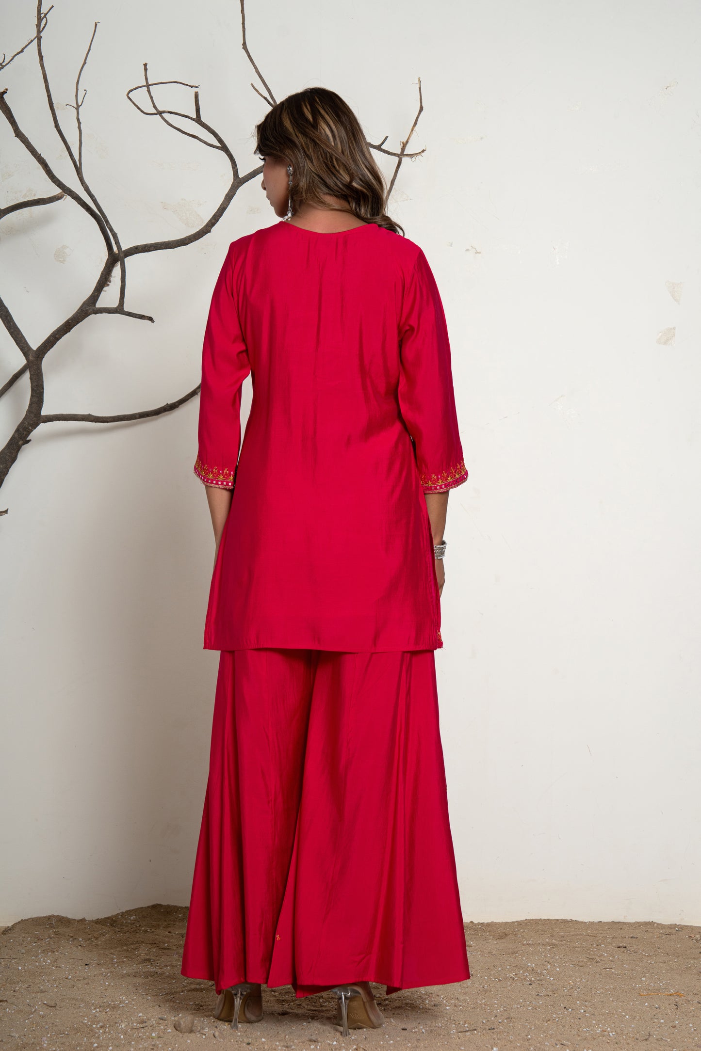 Rose Red Vibrant Luxe Sharara Suit