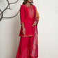 Rose Red Vibrant Luxe Sharara Suit