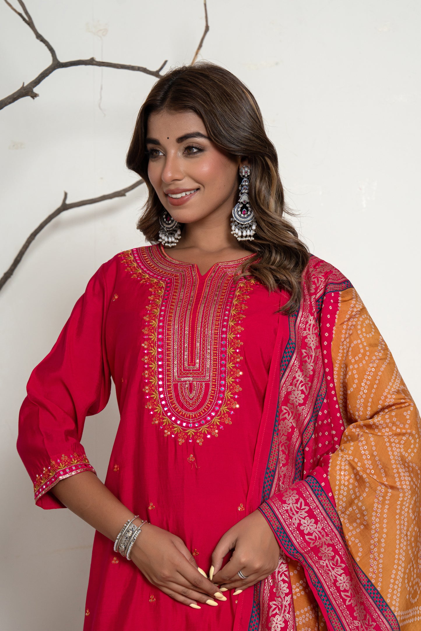 Rose Red Vibrant Luxe Sharara Suit