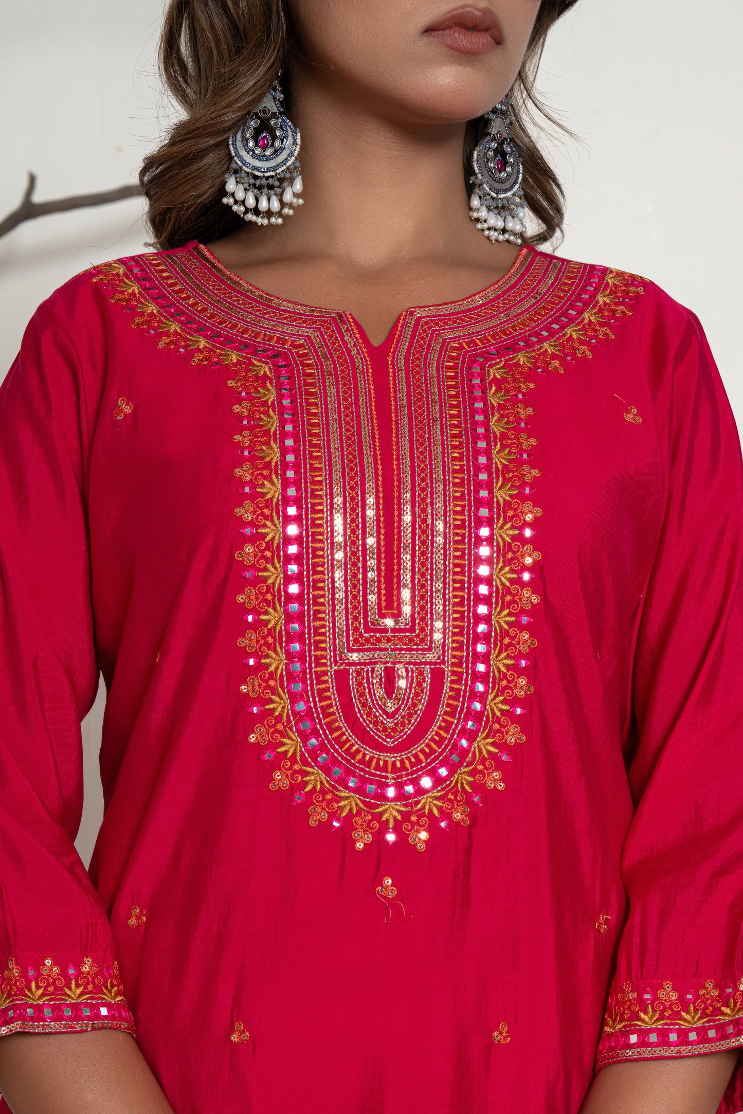 Rose Red Vibrant Luxe Sharara Suit